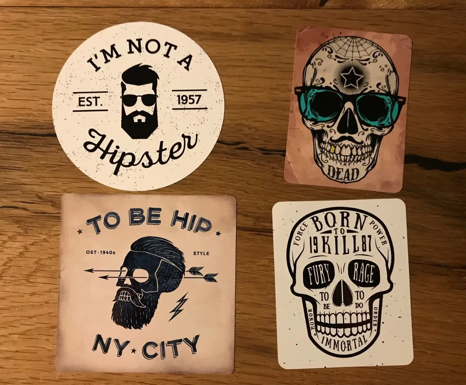 

4x Hipster Sticker Skull Rockabilly Tattoo Vintage Retro Look Oldschool