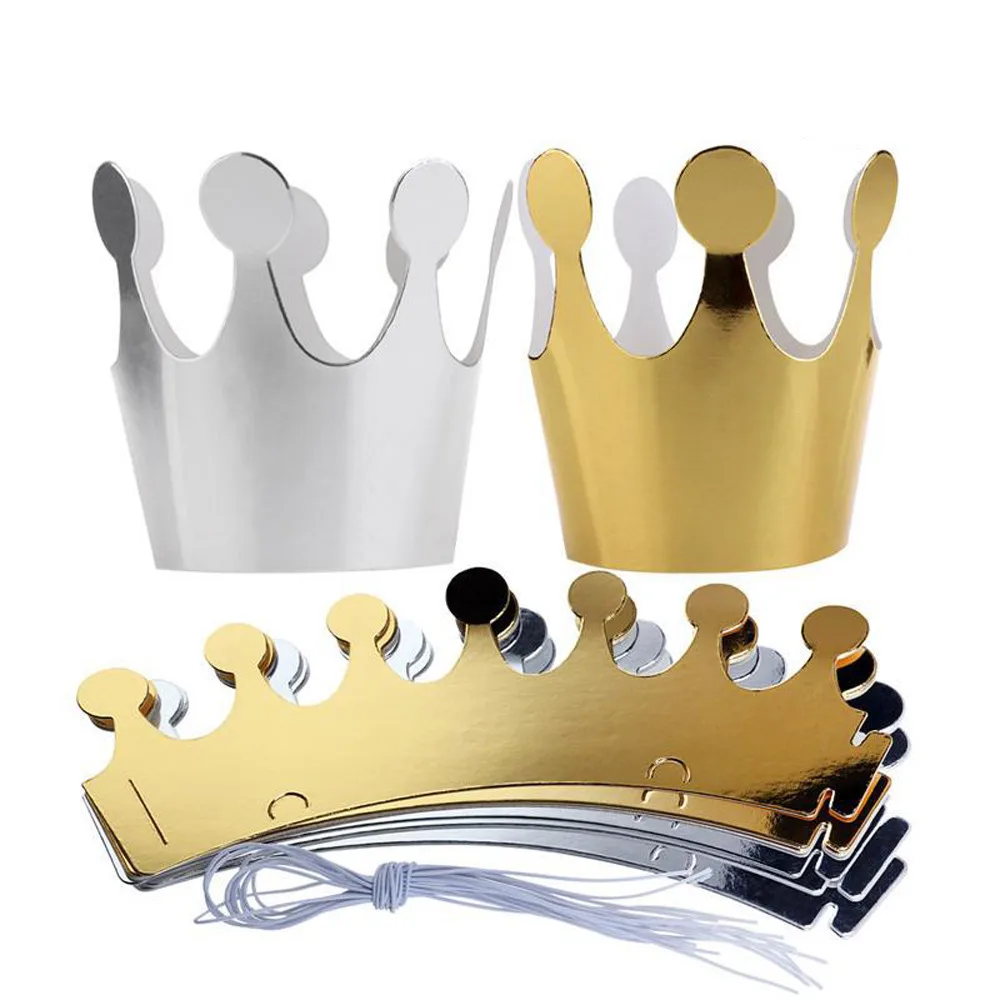 

6Pcs Children's Birthday Crown Cap Party Party Paper Cake Cap(3pc Gold + 3pc Silver)Crown Princess Party Decoration Paper #4M19