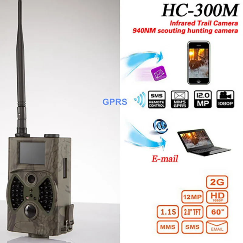 

HC-300M 12MP 2G HD Infrared Night Vision Hunting Trail Camera 940NM MMS GPRS GSM