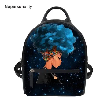 

Nopersonality African Women Print Backpack Small Leather Shoulder Bag for Ladies Mini College Girls Travel Backbag Rucksack