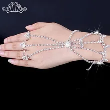 Роскошные свадебные ювелирные браслеты для женщин Серебряный Цвет Кристалл ювелирные изделия партии выпускного вечера подружки невесты принцесса подарок