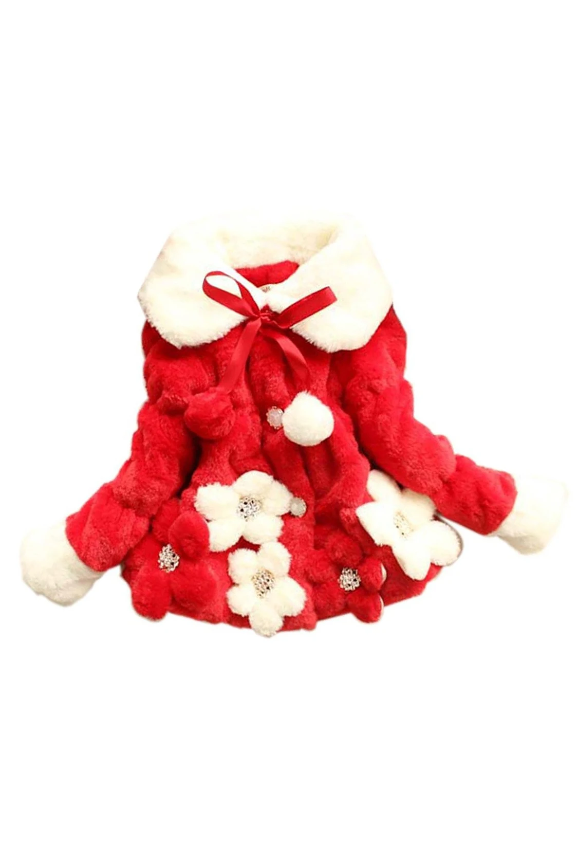 Red 80cm Горячая Распродажа, зимние теплые детские куртки для маленьких девочек, зимний комбинезон, Рождественская верхняя одежда, пальто с цветочным принтом, red-80cm - Цвет: Red 80cm
