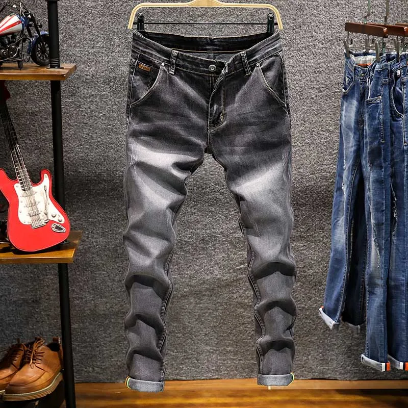 AIRGRACIAS Brand 2019 New Jeans Men Business Casual Stretch Slim Jeans 5 Color Classic Trousers Denim Pants Jean Men