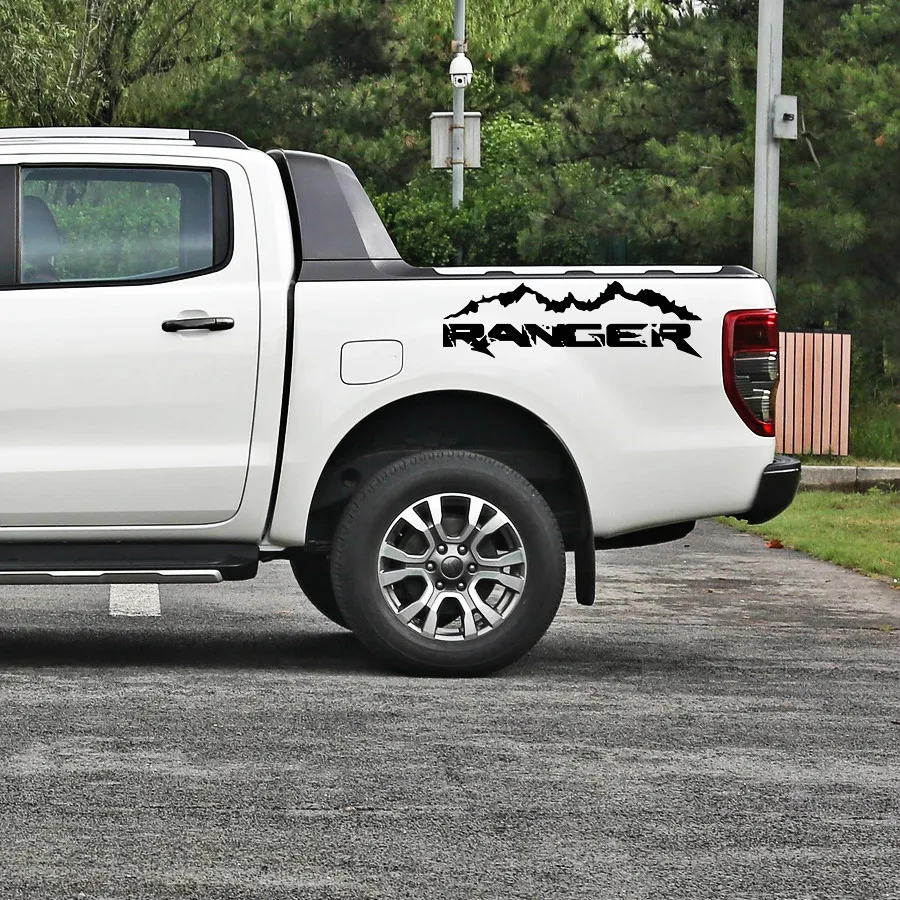 

2pc right and left rear trunk mountain stripe graphic vinyl car stickers for Ford Ranger 2012-2017 car accessories decals