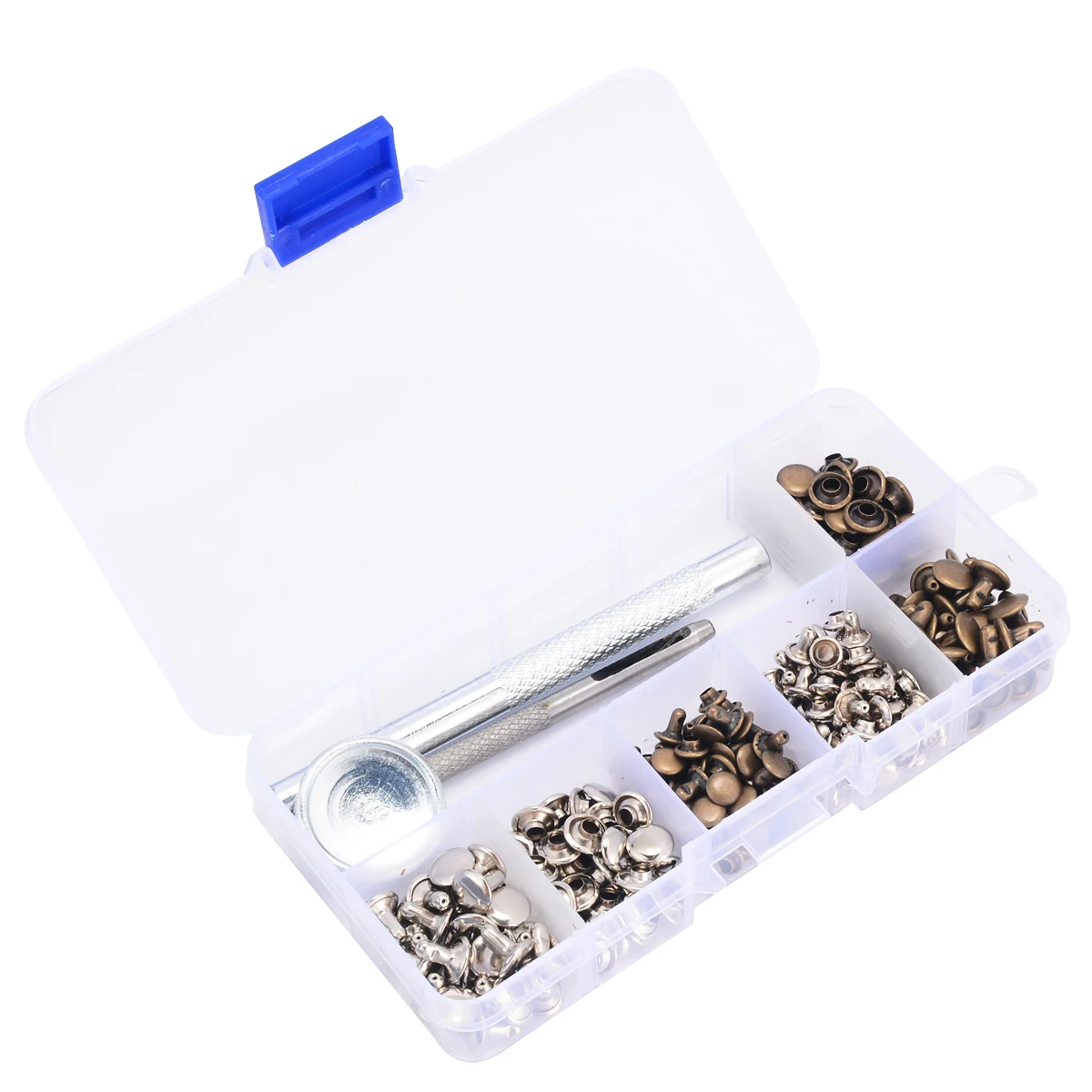 120pcs New Leather Rivets Tubular Metal Single Repairing with Fixing Tool Kit For Handmade DIY Shoe Hat Jean Clothes Decor