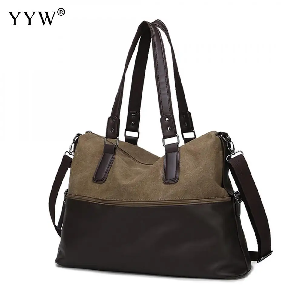 

Fashion Canvas Spliced Unisex Handbags Coffee Color Tote Bag for Men Black Women Crossbody Bags New Male Soft Top-Handle Bag