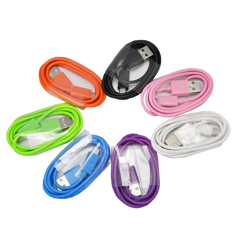  Multicolor Micro USB Cable USB2.0 Data sync Charger cable For Samsung galaxy i9300 S3 S4 for HTC ,Most micro USB android phone 