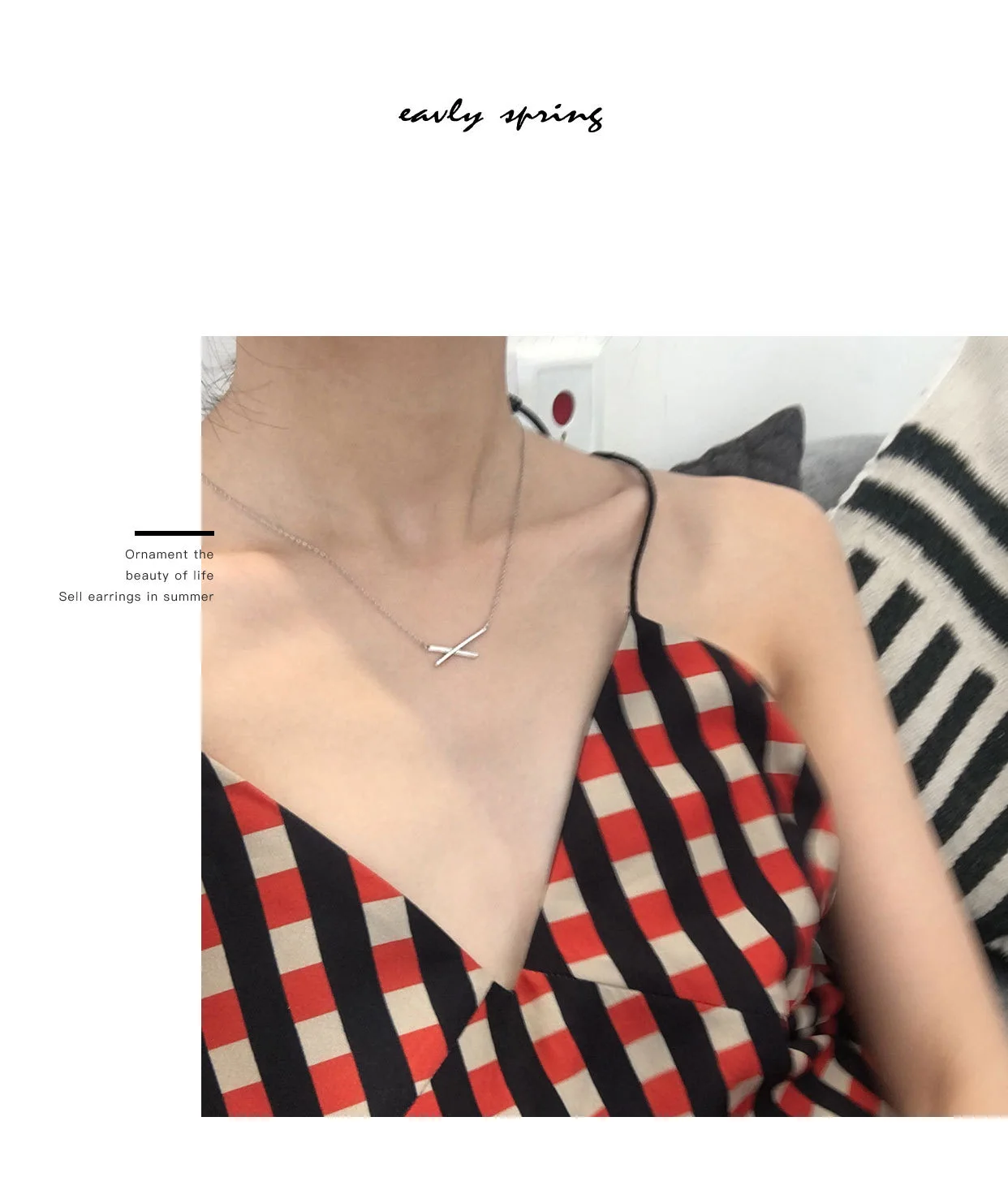 925 Sterling Silver Geometric Cross Necklaces for Women Korean Style Clavicle Necklace Ladies Fashion Minimalist S925 Jewellery