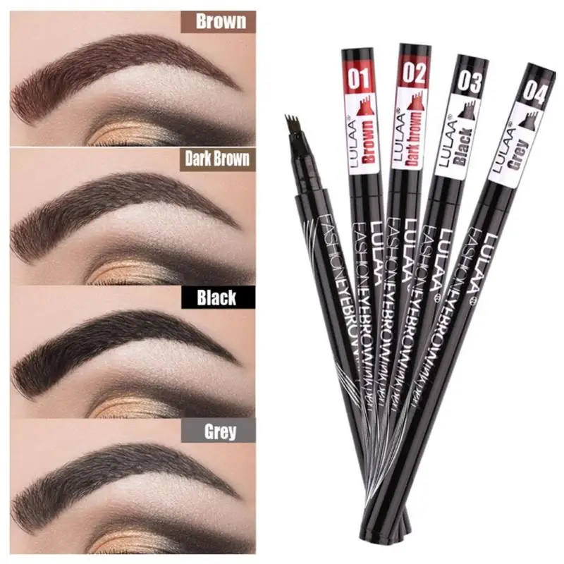

LULAA Waterproof Natural Eyebrow Pen Four Claws Eyebrow Tint Makeup Four Colors Eyebrow Pencil Brown Black Grey Cosmetics