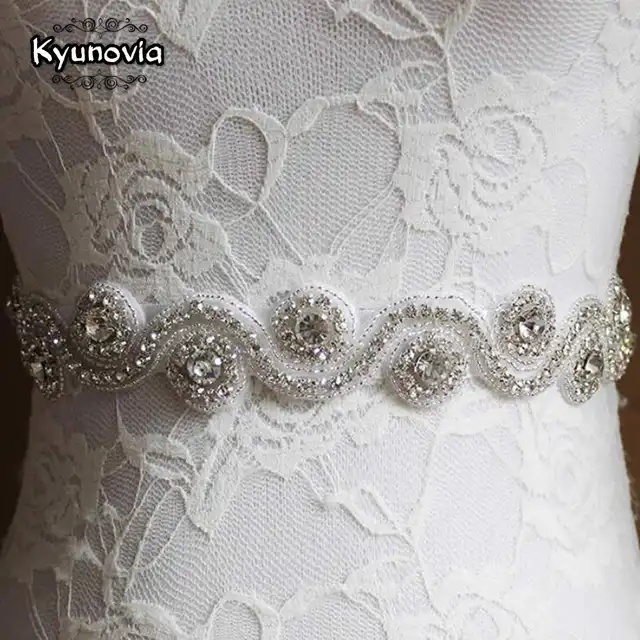 Kyunovia Crystal Wedding Belt Bridal Sash Rhinestone Sash Wedding