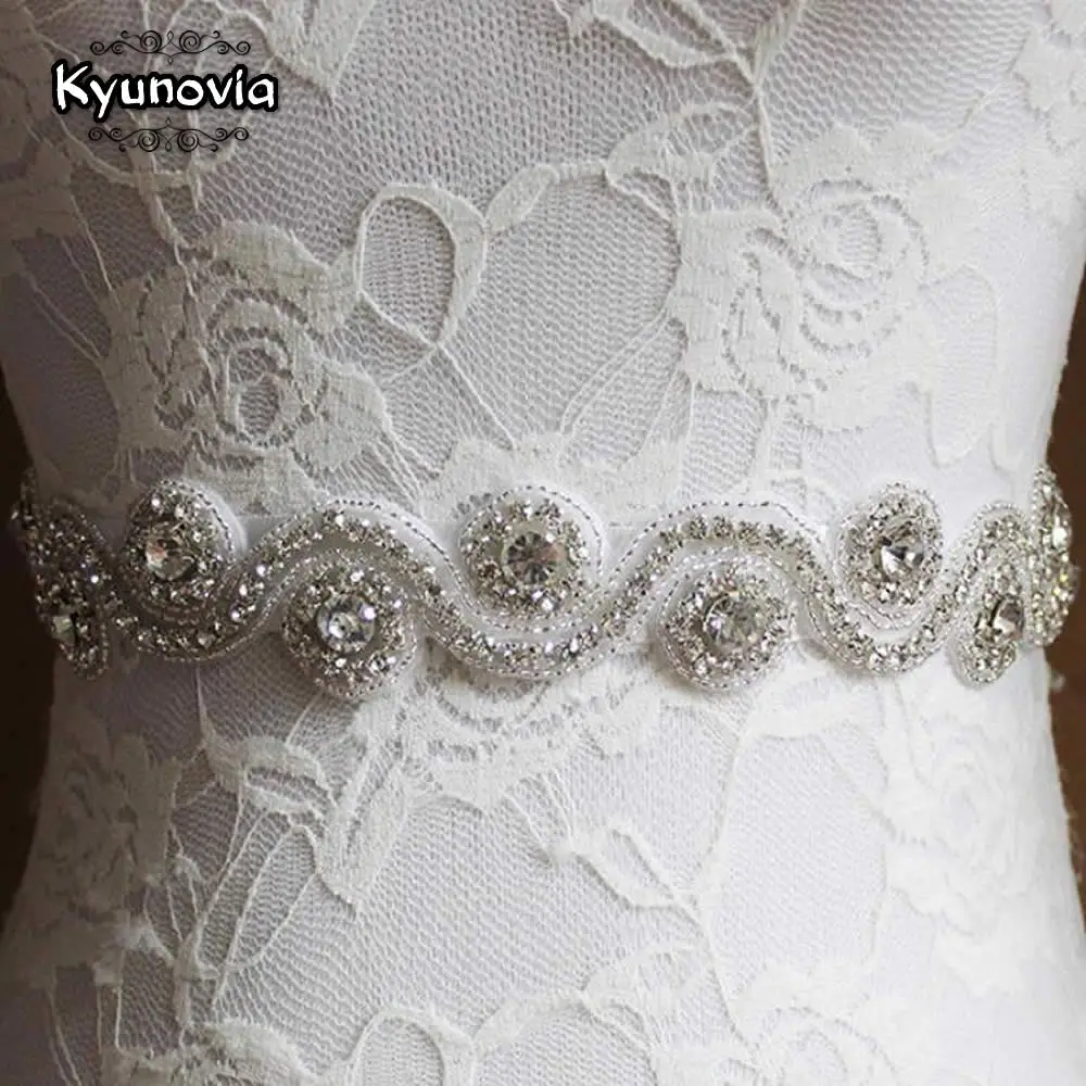 Свадебный пояс с кристаллами Kyunovia женский для свадебного платья и стразами