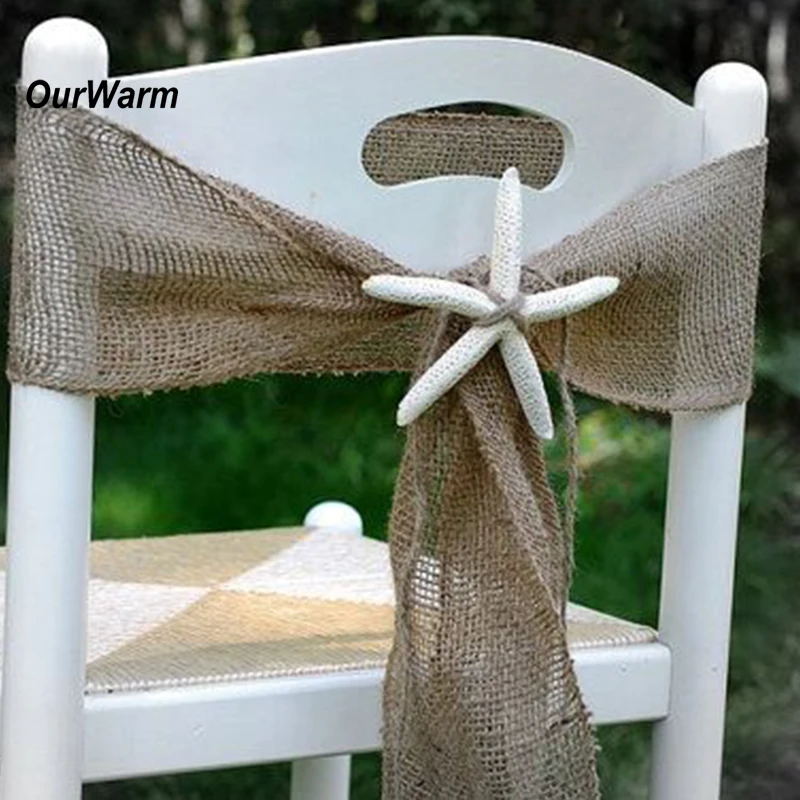 

OurWarm Beach Wedding Table Resin Starfish Chair Starfish with Burlap Party Favors Wedding Hawaiian Summer Party Decoration