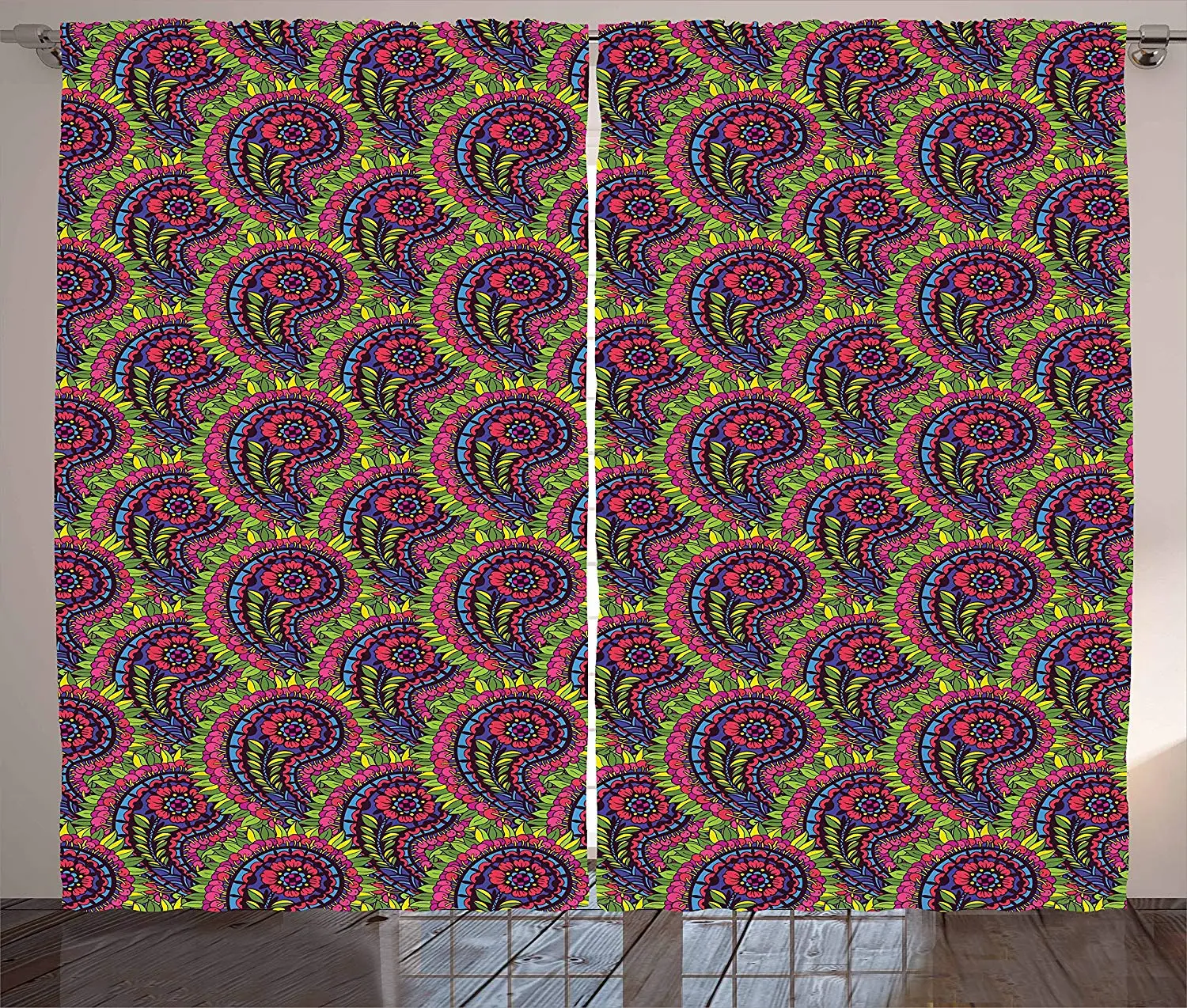 Traditional Curtains Eastern Asian Fl Vibrant Boho Paisley Mandala Iranian Folk Culture Pattern Living Room Window D Aliexpress Traditional Curtains Eastern Asian