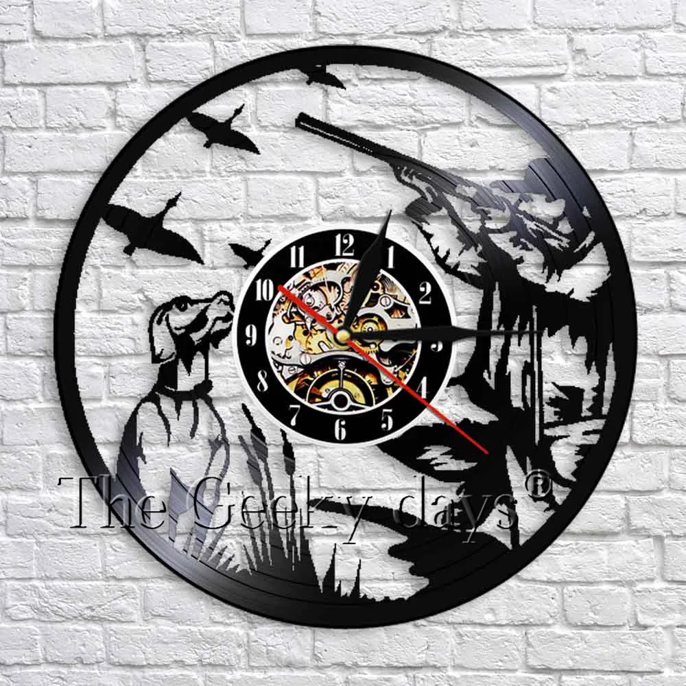 

Hunting Duck Klok 3D Watch Clocks Modern Design Vinyl Record Wall Clock Hunters Vintage Decor Wall Art Montre Mural Pour Salon