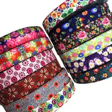 Gran oferta de flores de colores, pliegue sobre elástico, 16mm, crisantemo, bies elástico, 10 yardas, accesorios para el cabello