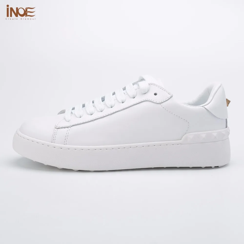 Lacets Pour Baskets Loisirs Inoe Cuir À Femmes D'automne Printemps Mocassins White De En Décontractées Véritable Mode Blanc Appartements Vache Chaussures dorCWQBxe