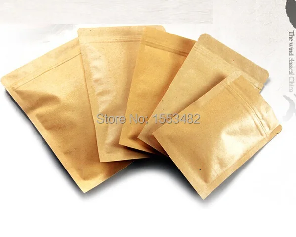 

6x8cm Mini food packaging bags ,ziplock coffee sample package bags,brown kraft tea bag 200pcs