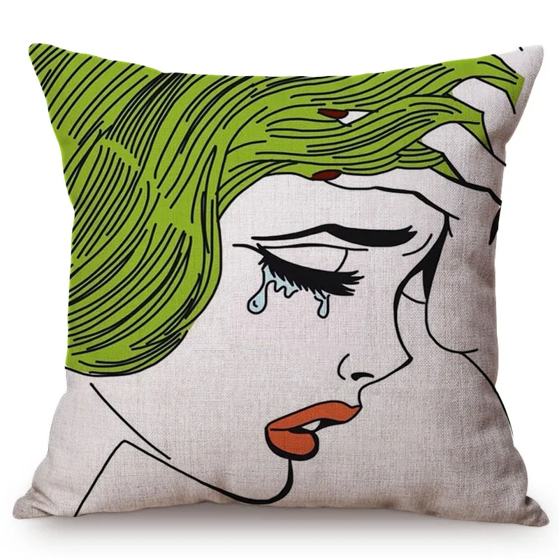 Sexy Woman Pop Art Home Decoration Sofa Throw Pillow Case Fashion Girl Gallery Coffee Shop Cotton Linen Car Chair Cushion Cover M071-10