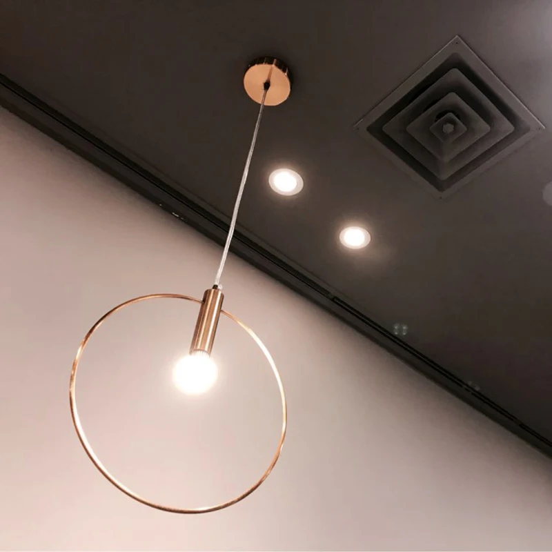 Günstig Moderne Anhänger Licht Anhänger Lampe einzigen ring hanglamp Kunst Dekoration beleuchtung Für Lobby Esszimmer suspension E14 lichter