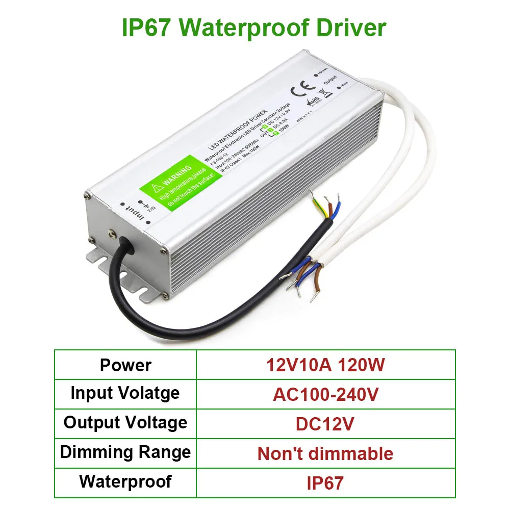 120 Вт Светодиодный драйвер вход AC100 240V выход DC12V IP67 Открытый водонепроницаемый
