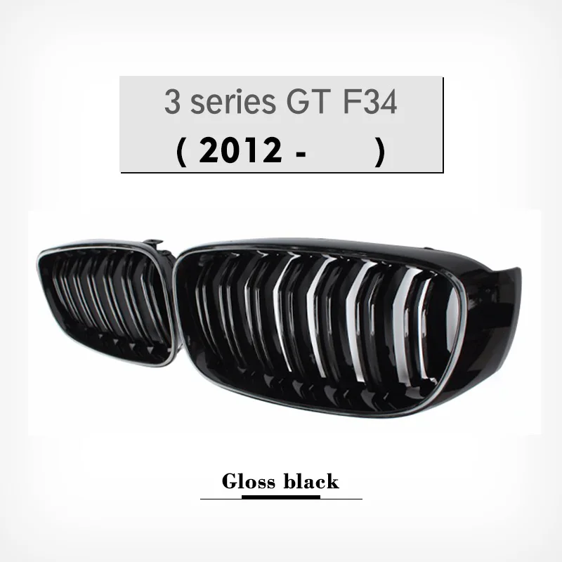 3 серии gt gran turismo f34 двойная планка Передняя решетка решетки для bmw 3 серии gt 2012+ 320i 328d 335i 318d - Цвет: 2 Fin ABS GlossBlack
