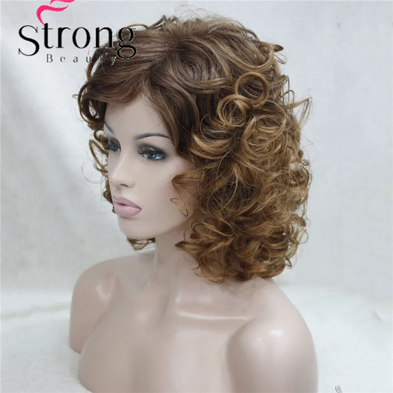 E-9948 27+33T27 Dark Auburn and Strawberry Blonde mix Curly 14 Synthetic Hair Women's Wig (9)