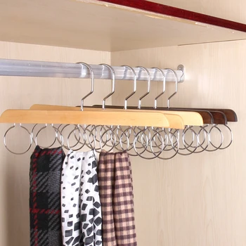 

1PC Wooden Scarf Closet Organizer Multifunctional Hanger Ties Belts Shawls Holder Storage Rack with 5 Loops