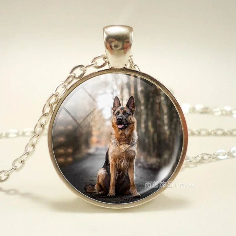 Ожерелье с куполом из стекла с изображением собаки, серебряная цепочка с подвеской, женское украшение для собаки, подарок для любимой собаки XG - Окраска металла: As picture