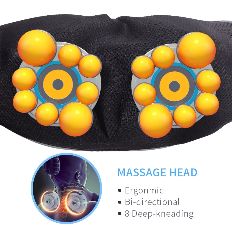 Neck Massager 16 Massage Rollers 3D Kneading Massage Heating Direction Adjustable 3 Strength Smart Save Energy neck massager