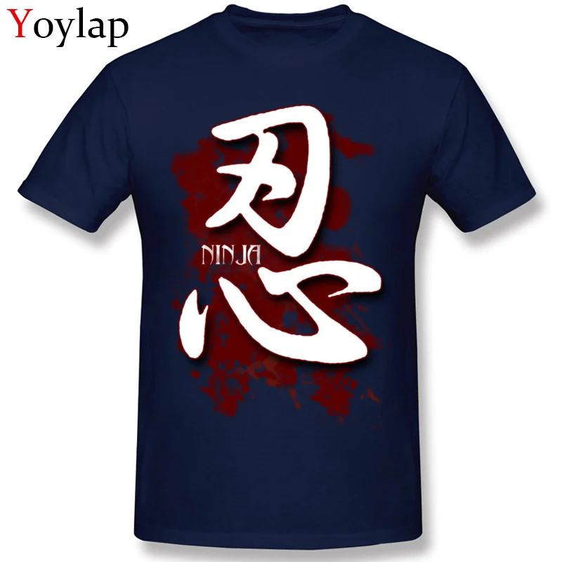 T-shirts Printed Short Sleeve Family Round Collar 100% Cotton Tops Shirt Casual Summer/Autumn WhiteNinja Kanji Tee-Shirt for Men navy ablue