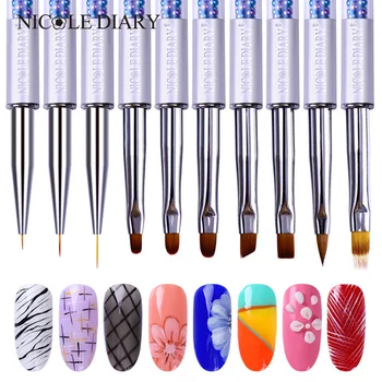 

Nail Art Pens UV Gel Nail Polish Painting Drawing Gradient Fan Liner Brush Rhinestone Handle Brushes Set