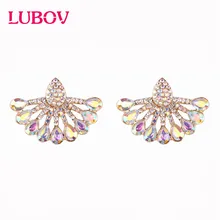 LUBOV модные красивые кристаллические серьги-гвоздики массивные золотые стразы серьги для пирсинга женские ювелирные изделия для рождественской вечеринки