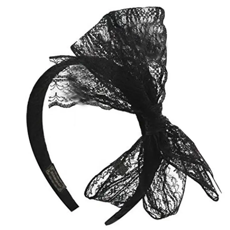 

Hot Ribbon Big Bow Floral Shining Hair Band Womens Hair Accessories Hair Hoop Black Pink Girls Flower Lace Bow Headbands