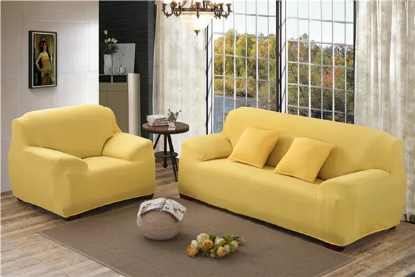 Сплошной цвет эластичный чехол на диван для гостиной требует заказа 2 шт. чехлы для диванов l-образный угловой секционный диван Капа де диван - Цвет: Yellow