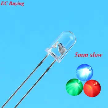 

100pcs Clear 5mm RGB Slow Flashing Red Green Blue 3 Colors Multicolor Flicker 5 mm Light Emitting Diode LED Lamps Blinking