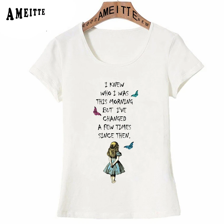 Футболка Alice In Wonderland с цитатой летняя модная женская футболка милые повседневные топы для девочек в стиле хип-хоп красивые женские футболки