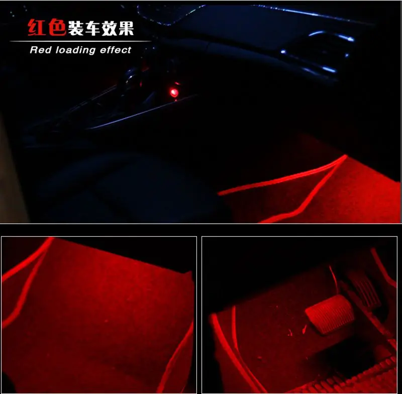 ISincer автомобильные RGB Светодиодные полосы 4*9 шт SMD 5050 10 Вт Автомобильные декоративные атмосферные полосы, автомобильный напольный светильник с дистанционным управлением