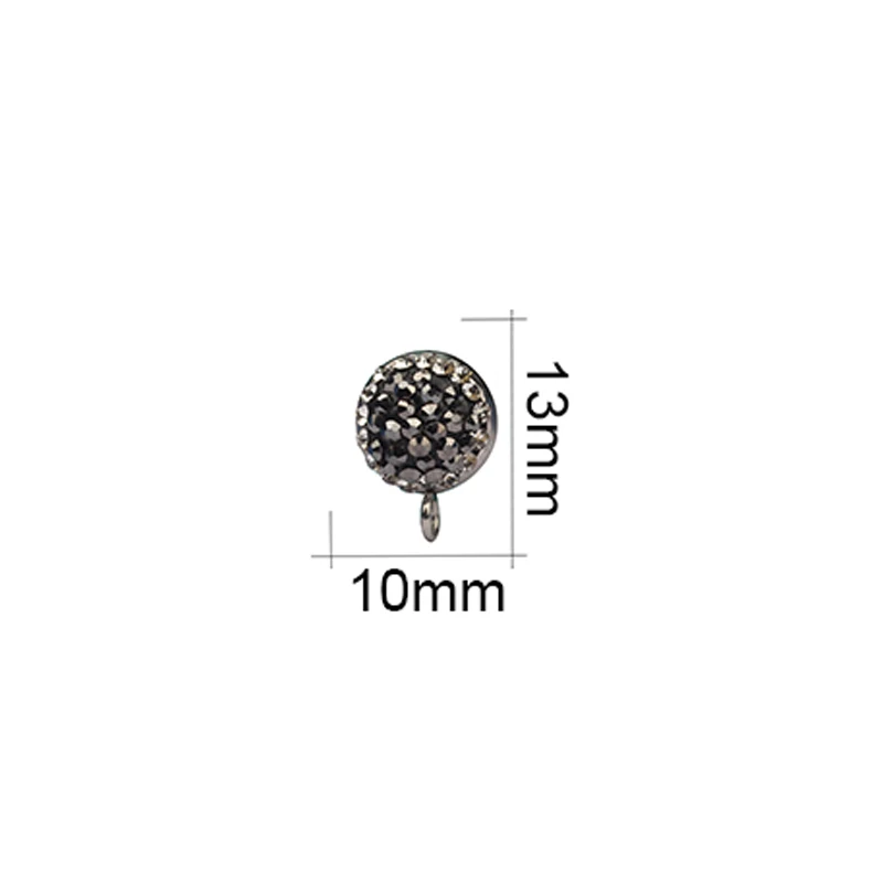 6 шт./лот, модная круглая форма, черная и Хрустальная металлическая основа для сережек, соединитель для DIY, изготовление сережек, аксессуары для поиска - Окраска металла: 10mm