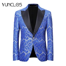 YUNCLOS, новейший дизайн, мужской пиджак, модный, с принтом, синий, красный, пиджак, Homme, брак, Masculino, лучший мужской блейзер, плюс 6XL