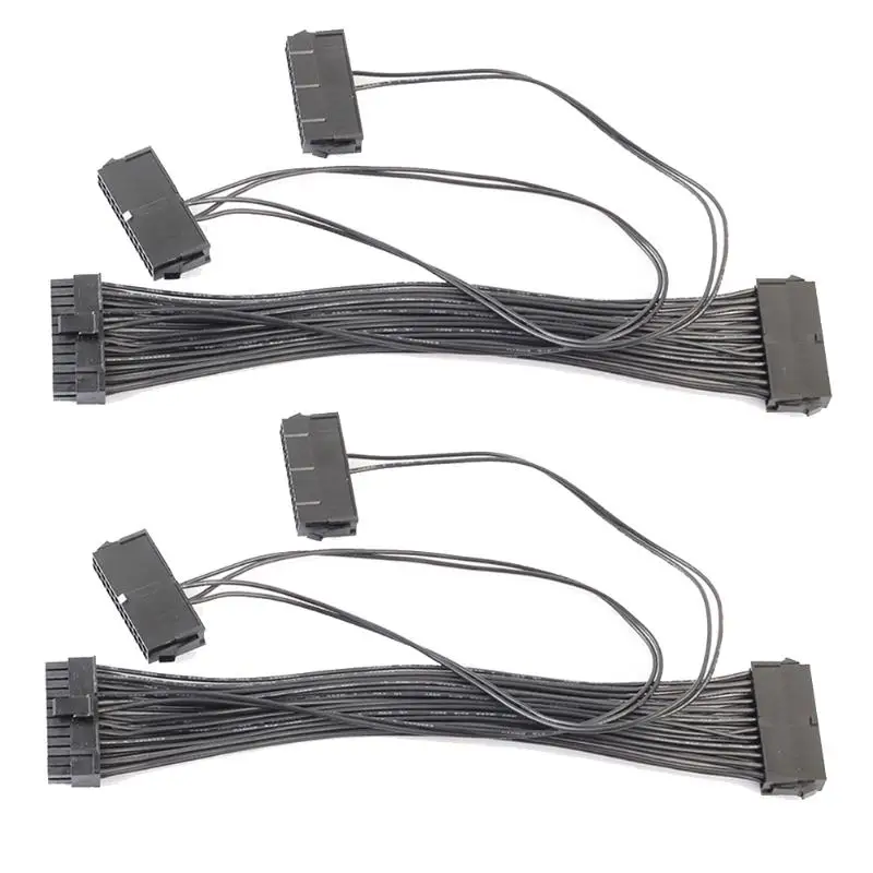 

2pcs ATX 24Pin Quad 3 PSU Power Supply Starter Motherboard Adapter Cable 18AWG Wire for BTC Miner Machine 30cm