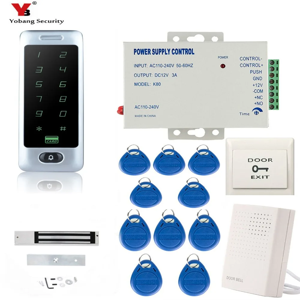 YoBang безопасности RFID система контроля допуска к двери комплект металлический контроль доступа клавиатура с 180 кг магнитный замок+ мощность+ 10 ключ карты