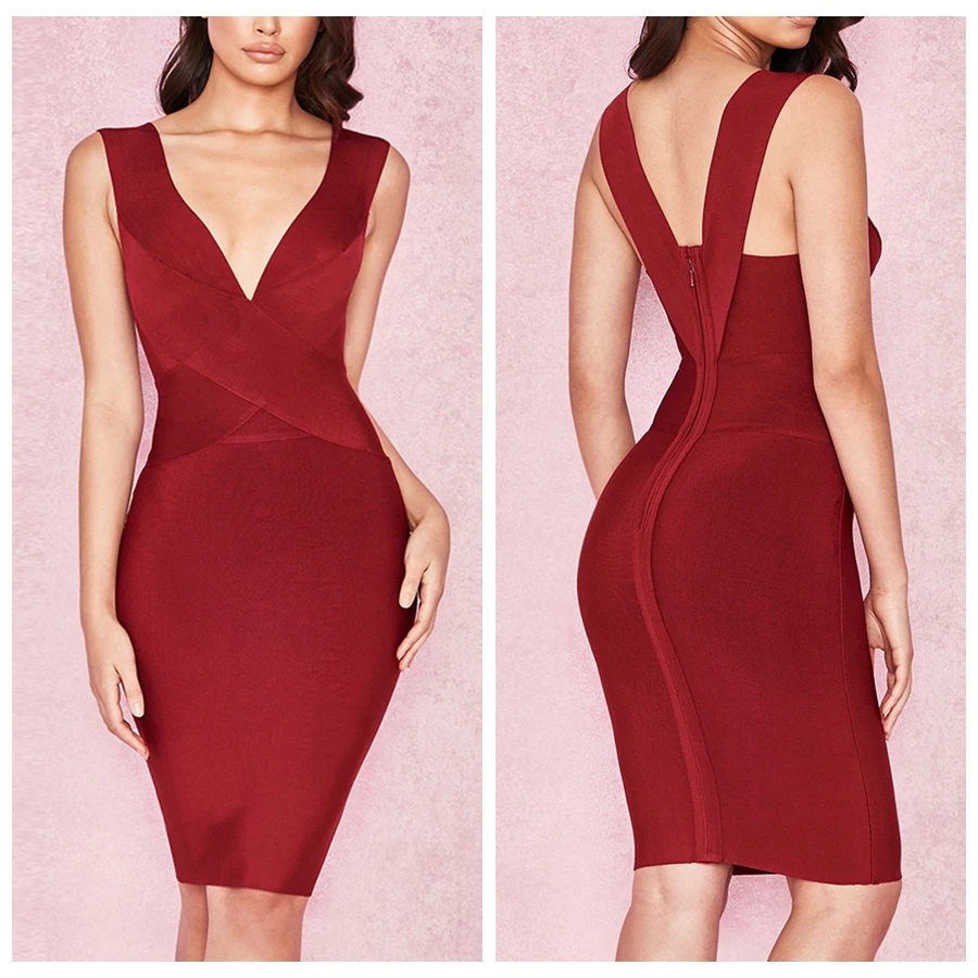 dark red bandage dress