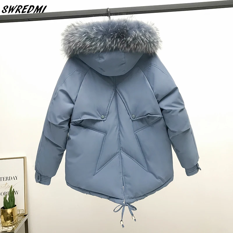 SWREDMI Winter Coat Women New Loose Fashion Dovetail Parka Female Thickening Warm Down Cotton Jacket Women Outerwear Hooded