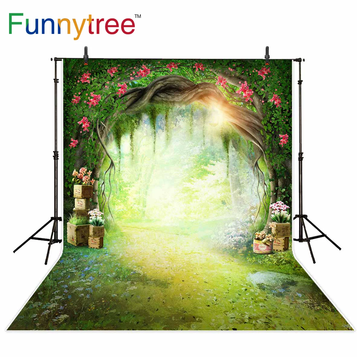 Funnytree фото фон Весенний лес Сказочный цветок акварель Алиса в стране чудес вечерние Фотофон фотография