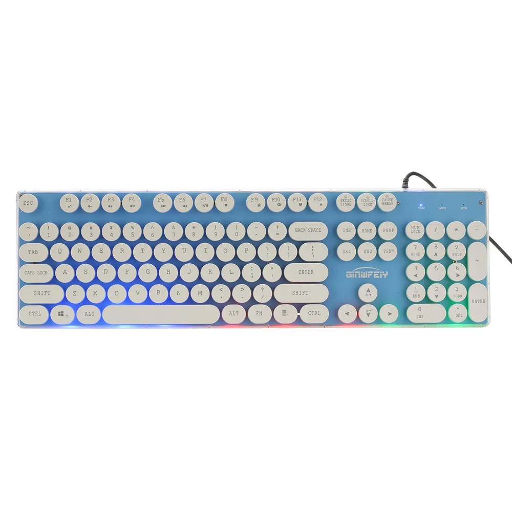 USB цветная подсветка Проводная клавиатура светодиодный с подсветкой водонепроницаемый Эргономика J19T для ПК Радуга 104 клавиши игровая клавиатура
