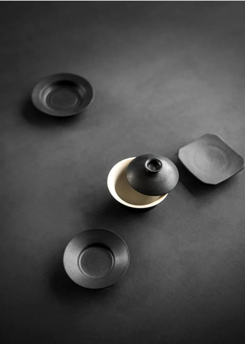 135 мл японский винтажный черный дзен грубая керамика китайская гайвань керамические чайные пиалы чайный набор кунг-фу Tureen чайная церемония аксессуары
