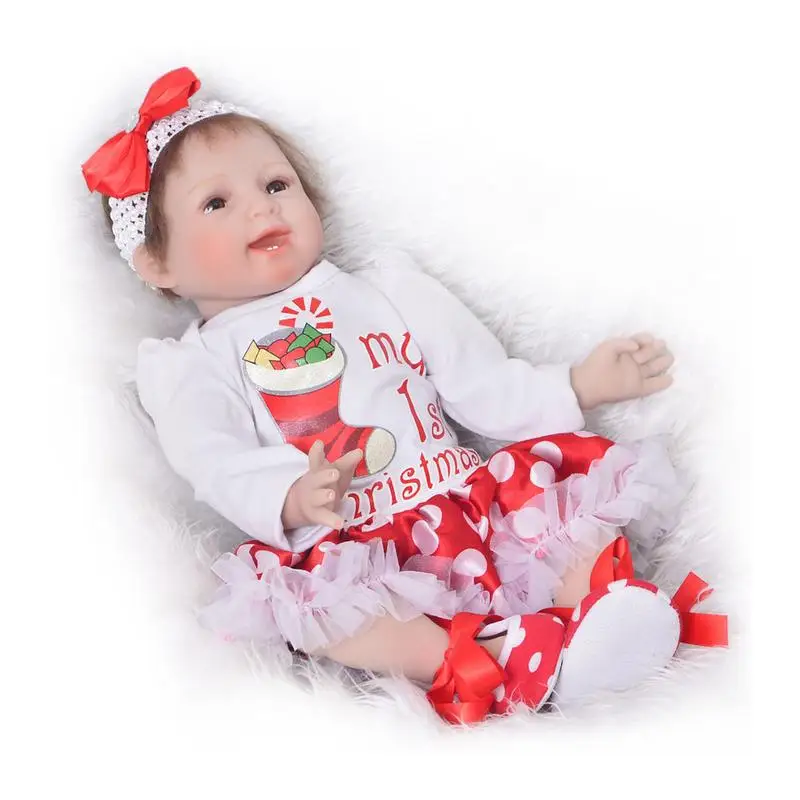 

55 cm Baby Doll Handmade Soft Silicone Vinyl Reborn Dolls Realistic Toddler Doll Toys for Children Christmas new year gift