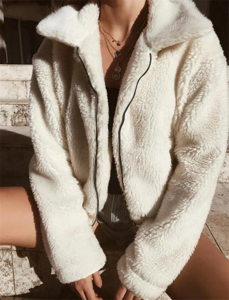Women's clothing autumn winter short jacket new imitation lamb hair camel color coat warm fur flap fur soft plush fur (15)
