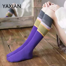 YAXIAN/милые носки в стиле Харадзюку; длинные высокие носки; Новинка года; женские хипстерские японские гольфы в Корейском стиле; сезон осень-зима; Kawaii; кожаные туфли