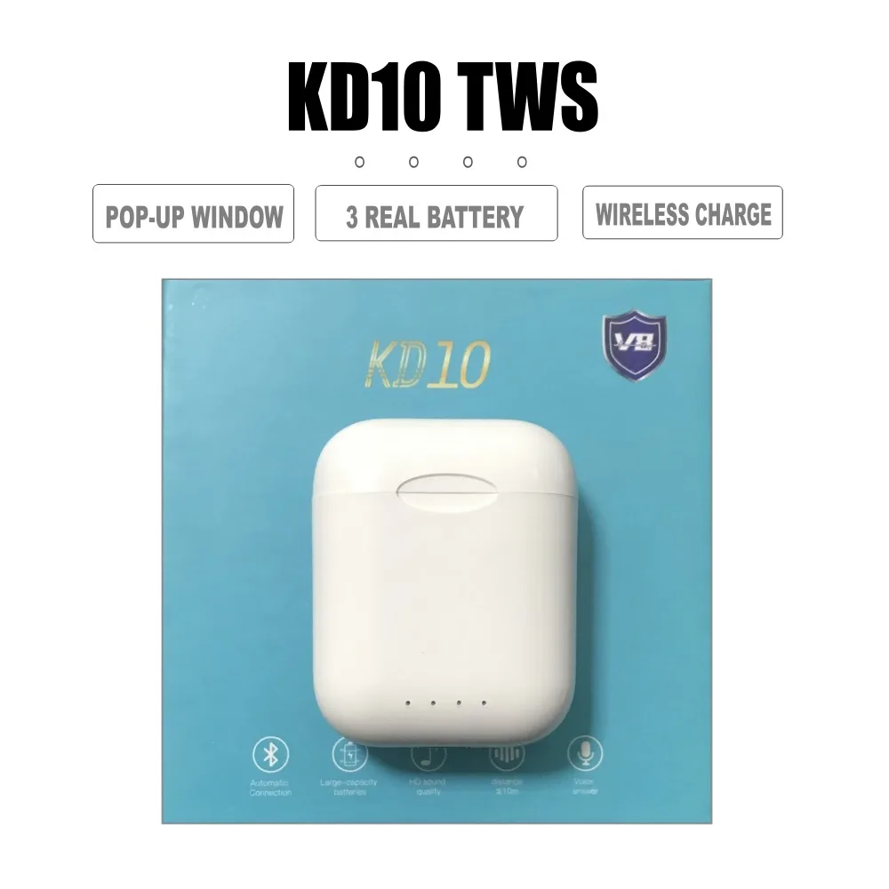 

KD10 1:1 Original Wireless earphone Bluetooth 5.0 3D bass earphone Touch control sport Headset pk i10 i90 i30 i80 i20 i200 tws